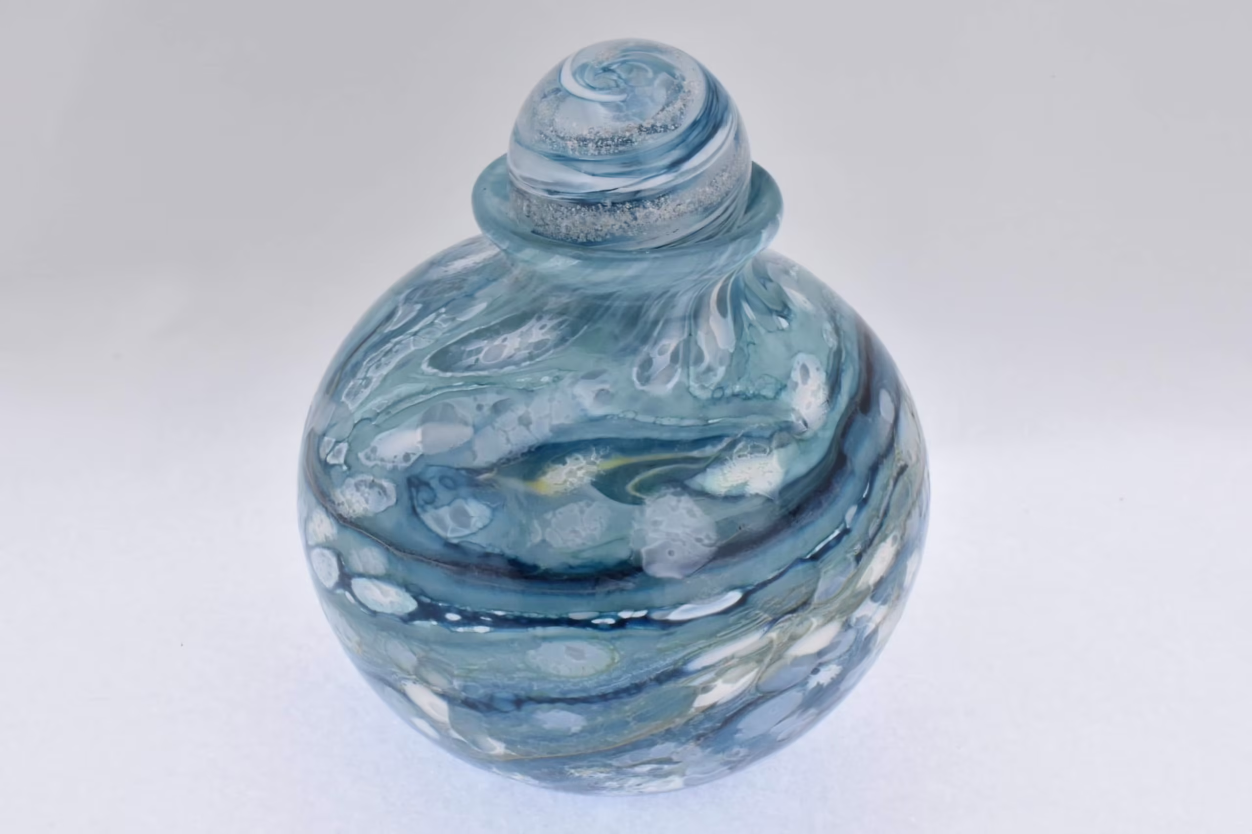 blue glass urn