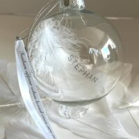 white feather memorial bauble