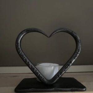 single steel heart with stand memorial