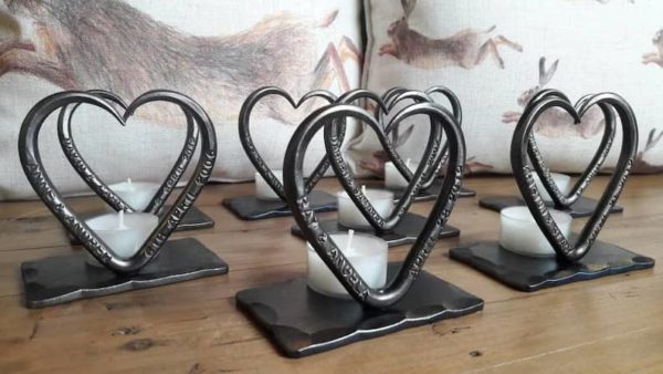 steel memorial hearts