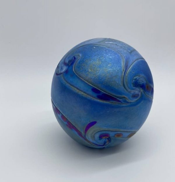 blue glass sphere urn