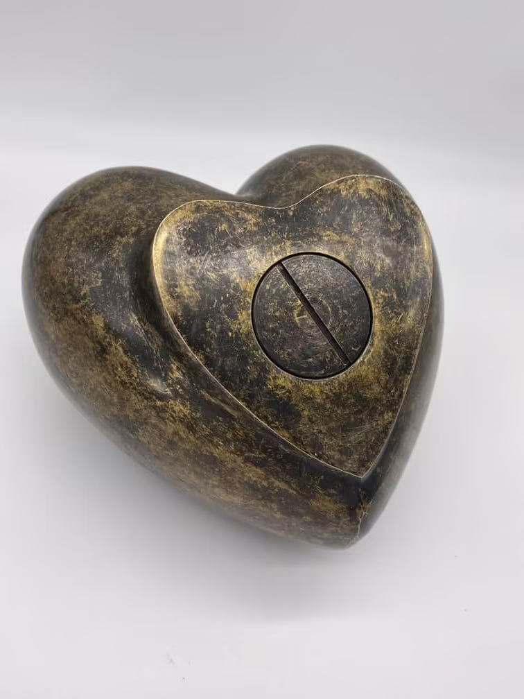 bronze heart outdoors urn