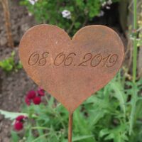 rusty metal memorial sign for garden