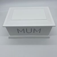 white wooden urn box