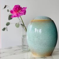 blue ceramic modern urn