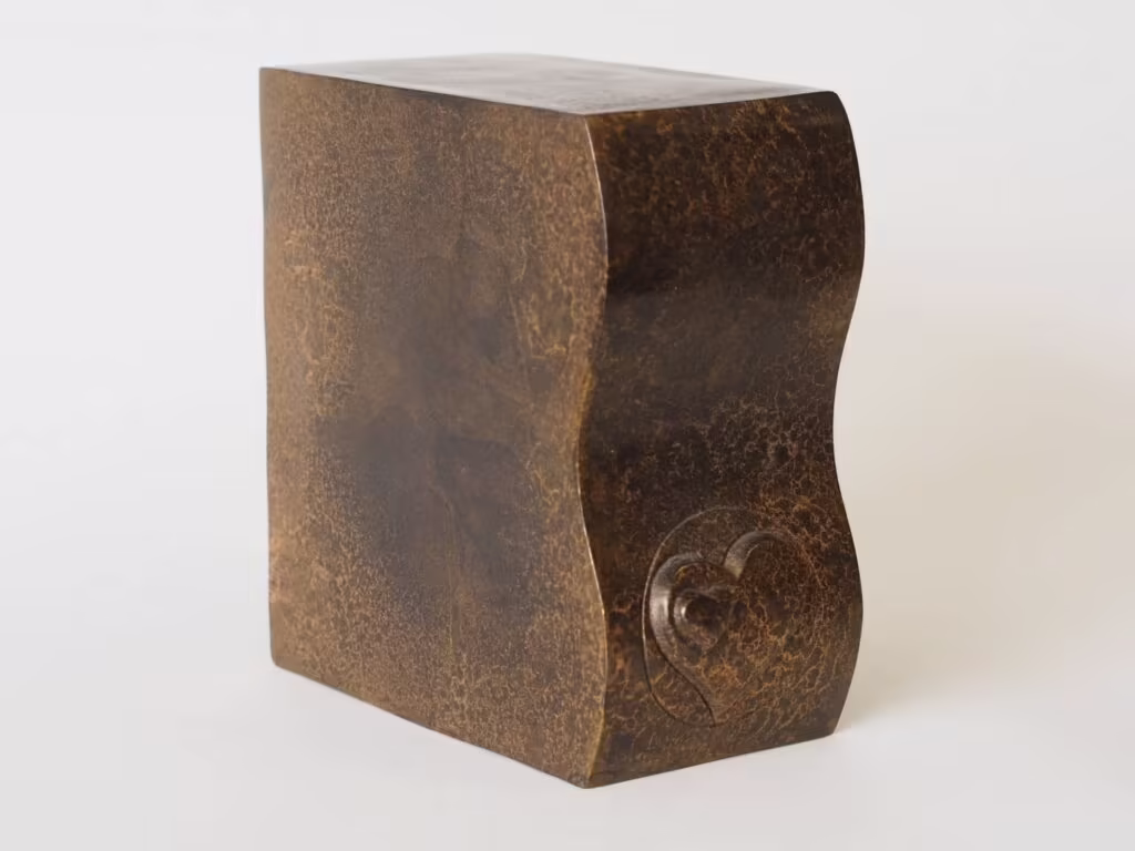 bronze urn for 2 sets of ashes heart down