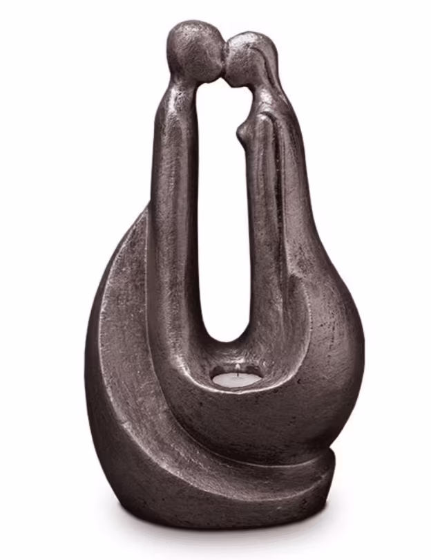 silver adult urn for ashes with candle