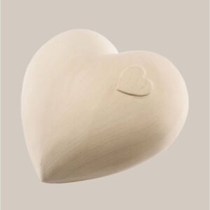 large wooden heart urn
