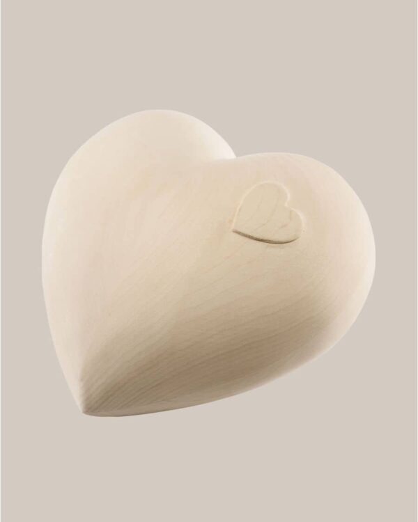 large wooden heart urn