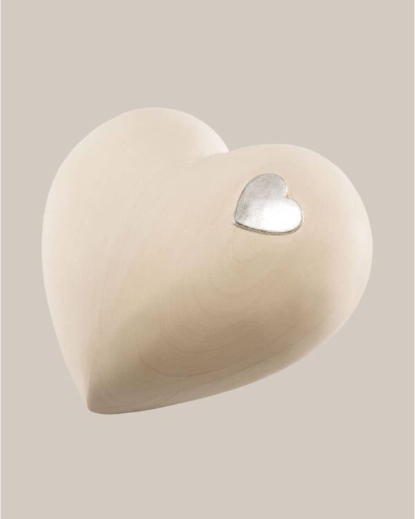 large wooden heart urn for ashes silver