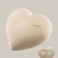 plain wooden hand carved heart urn for 2 sets of ashes