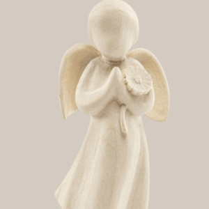 wooden angel small urn with flowers