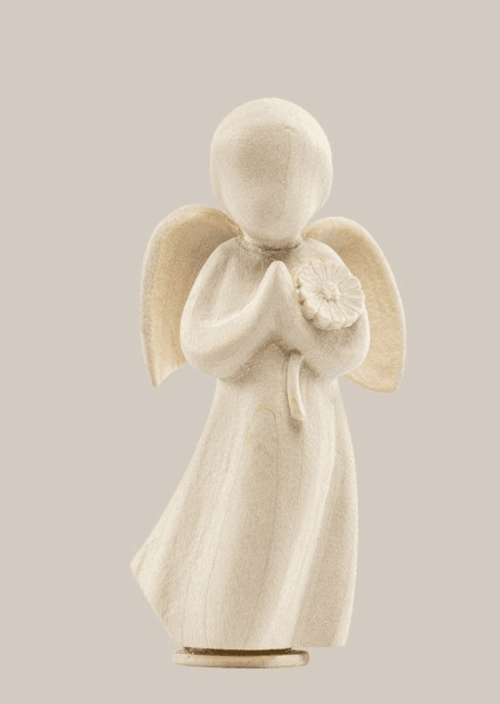 wooden angel small urn with flowers