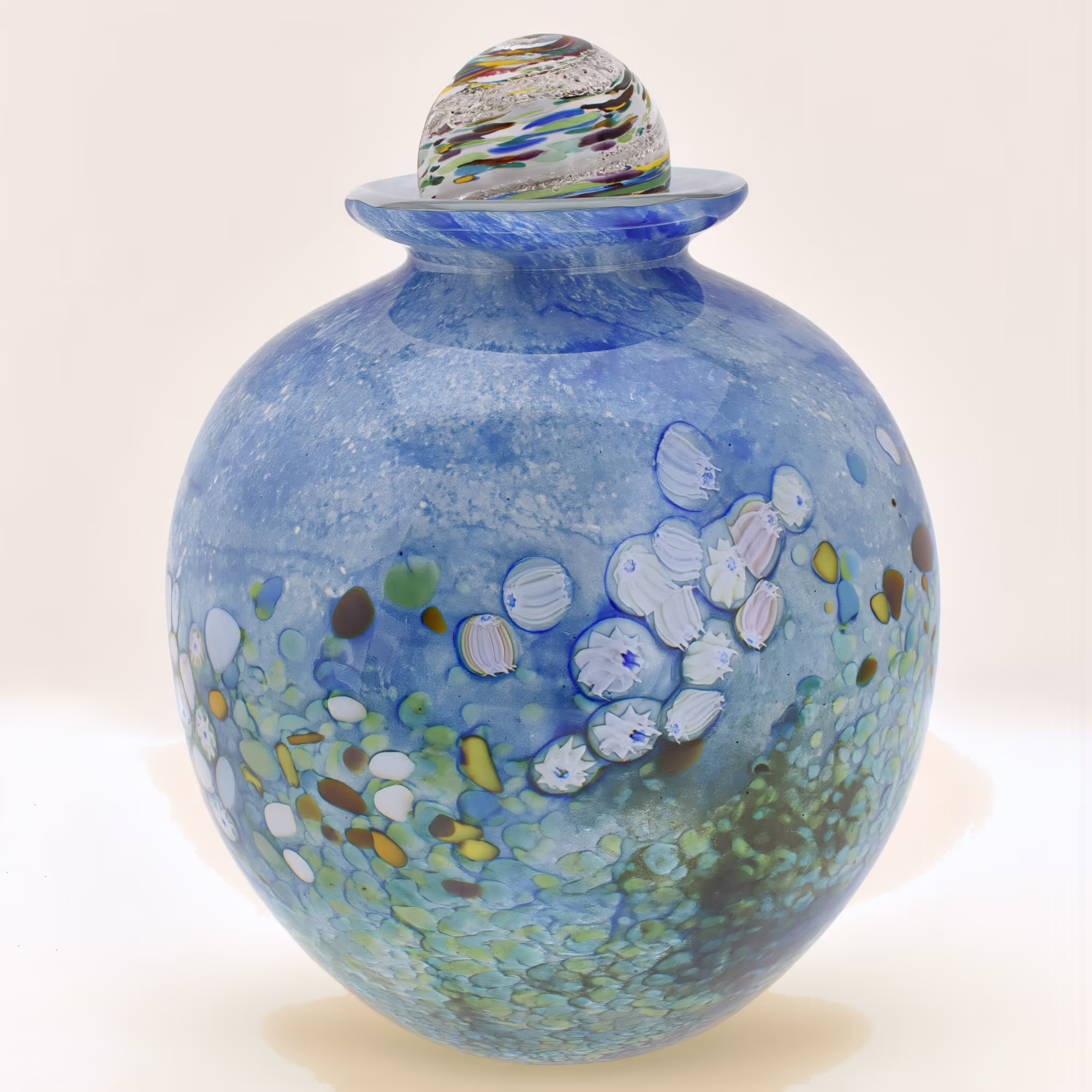 flower colourful glass urn for ashes
