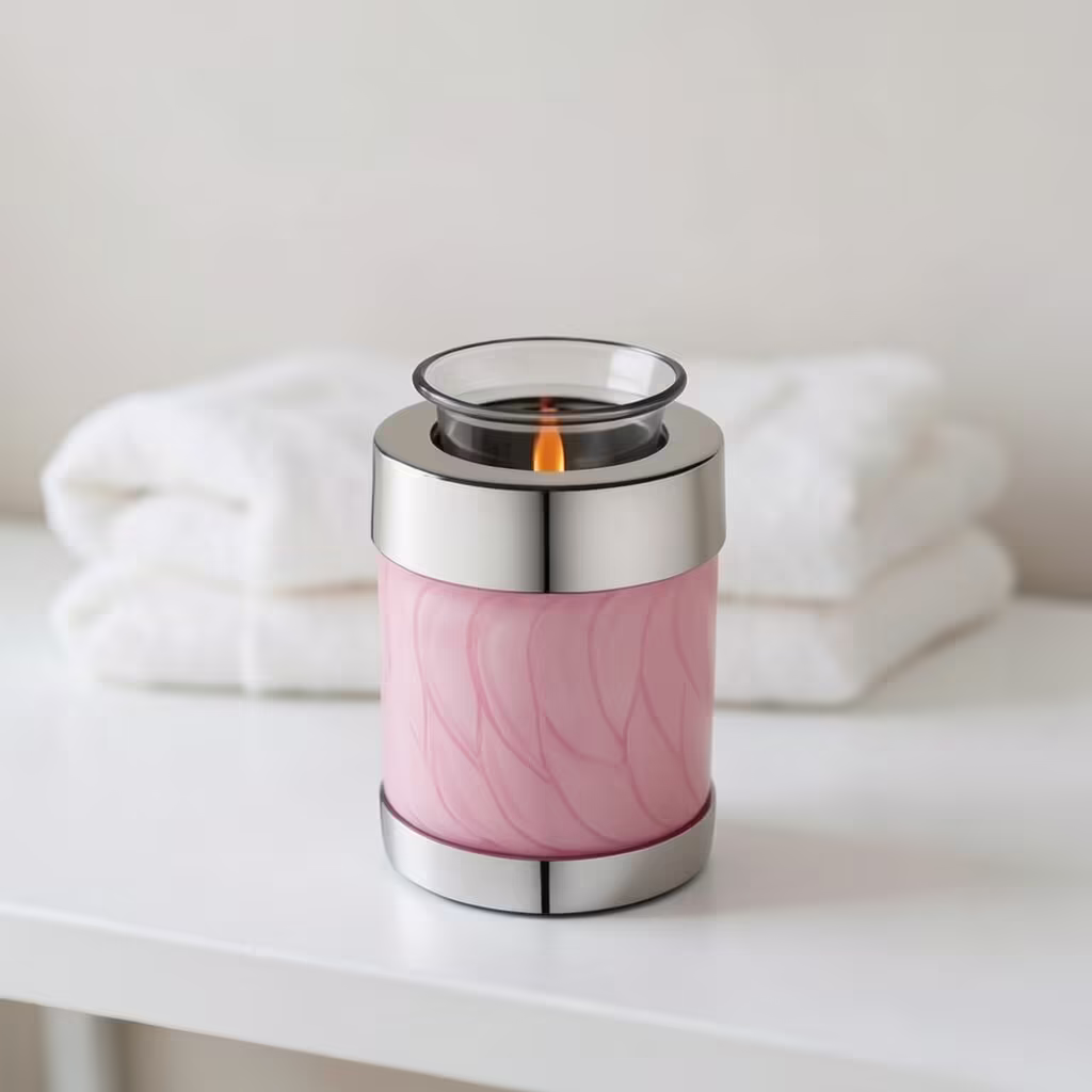 pink candle baby urn