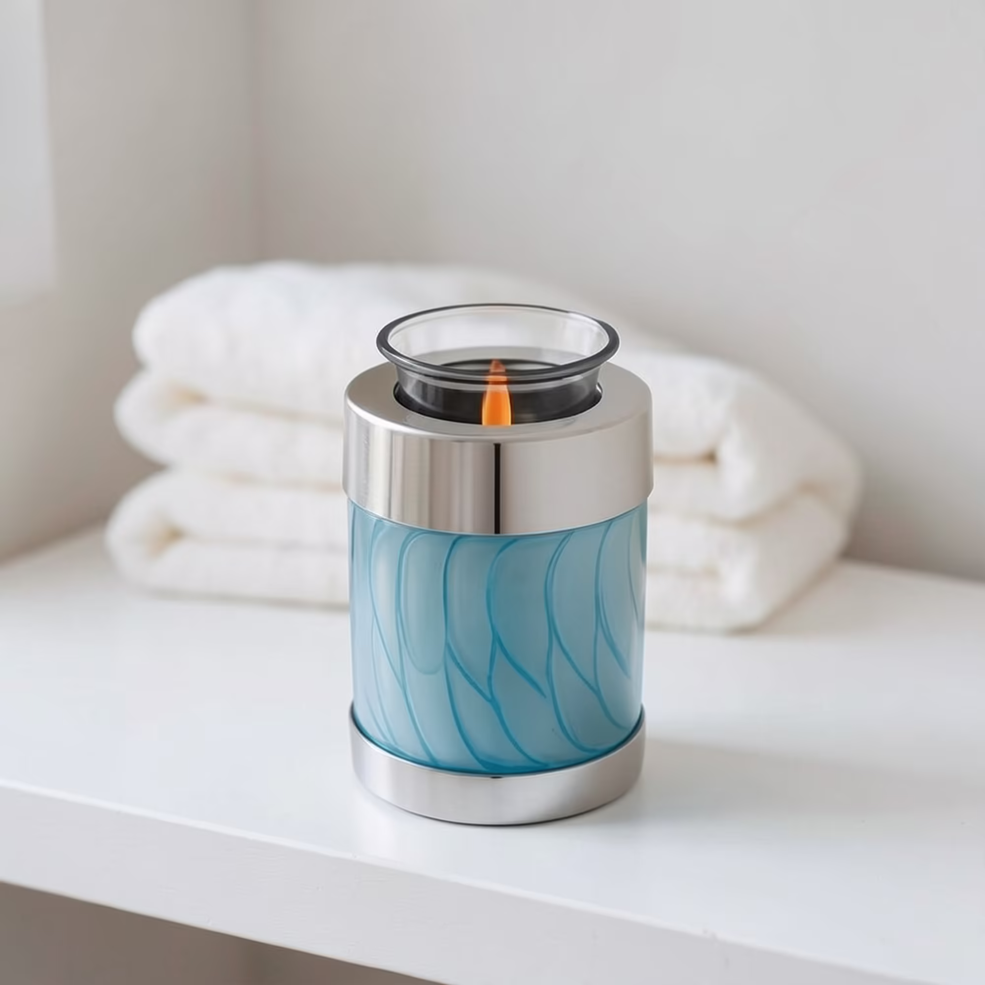 blue candle baby urn