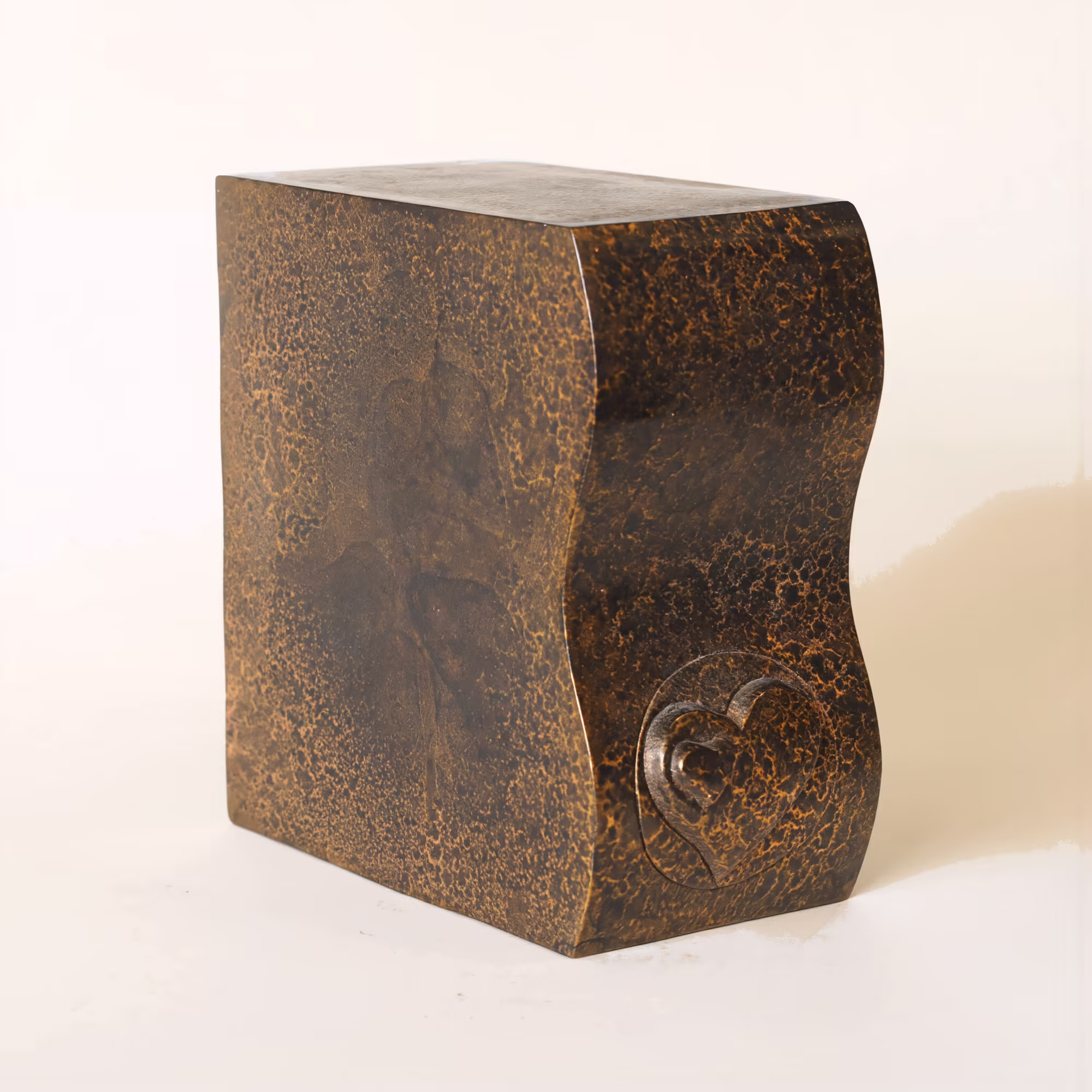 bronze urn for 2 sets of ashes heart down