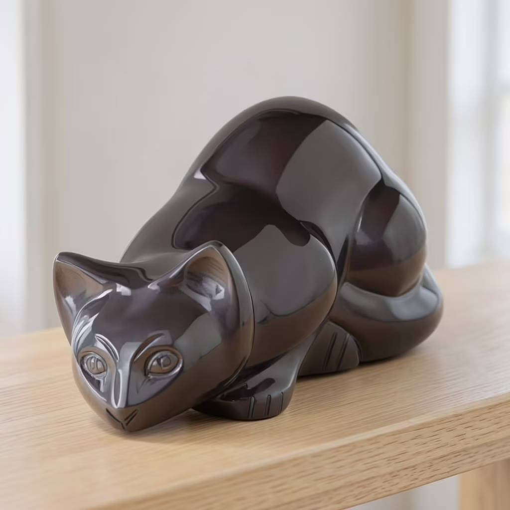 cat sculpture urn grey