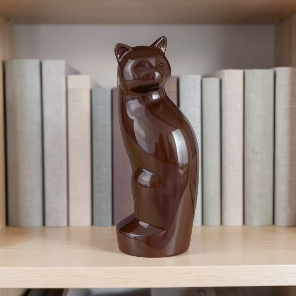 Cat Shaped Urn brown