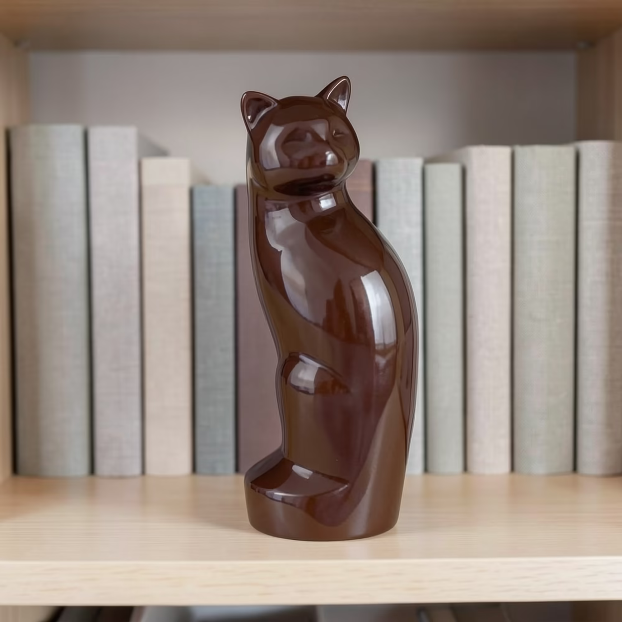 Cat Shaped Urn brown