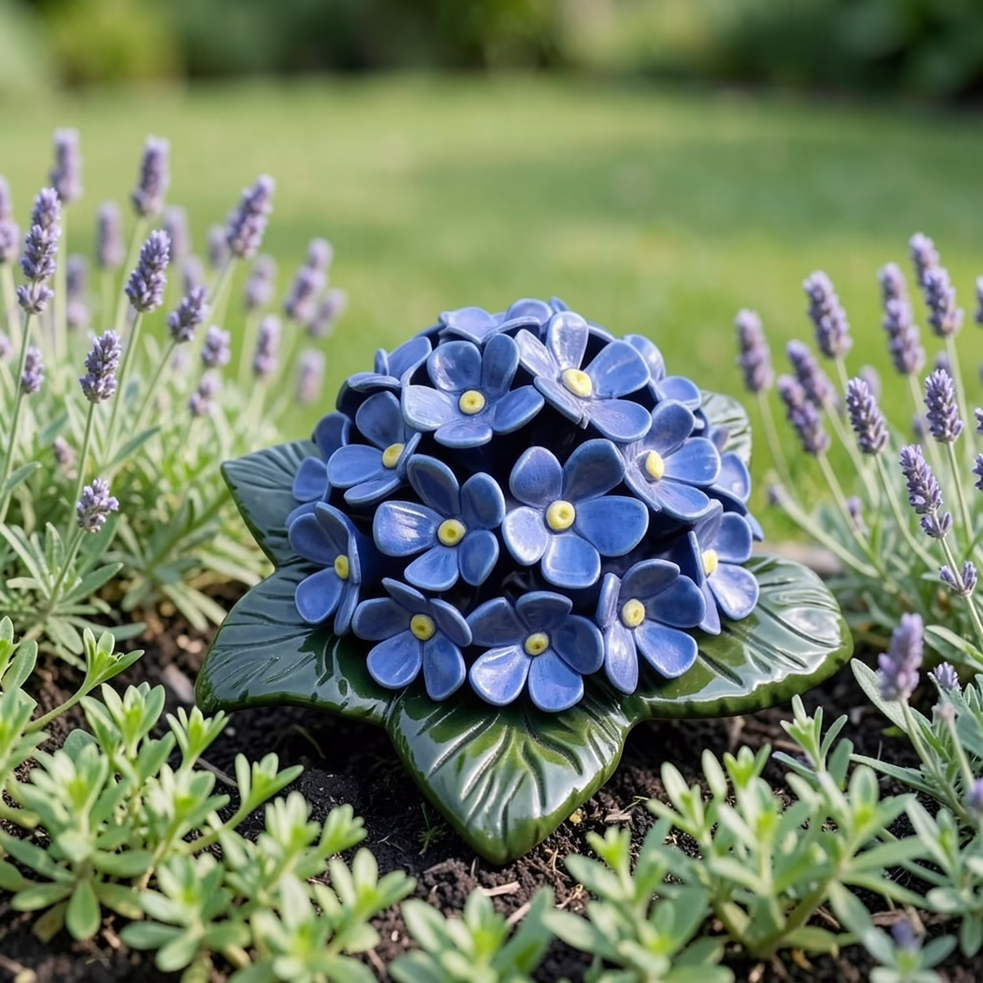 ceramic blue flower for grave