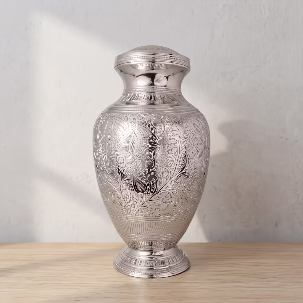 Floral Silver Companion Urn