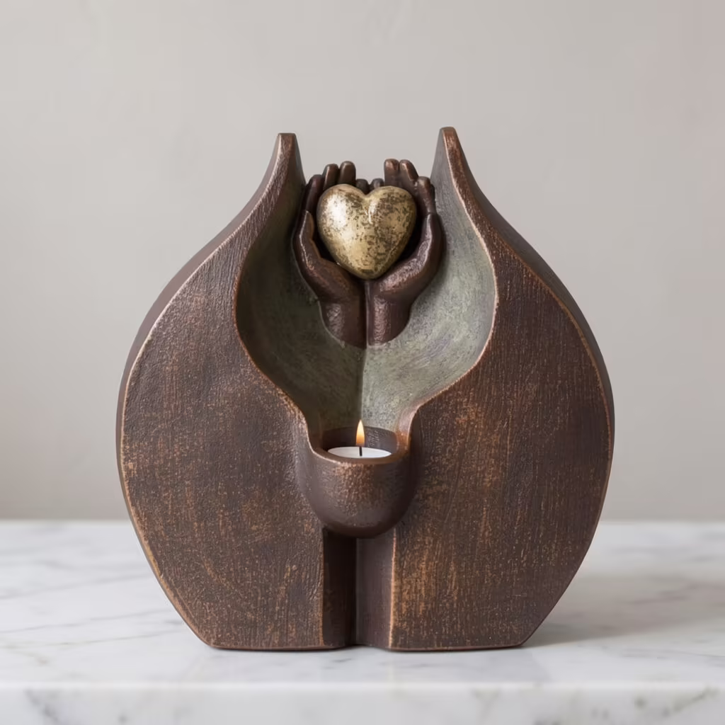 Heart in Hands Double Urn