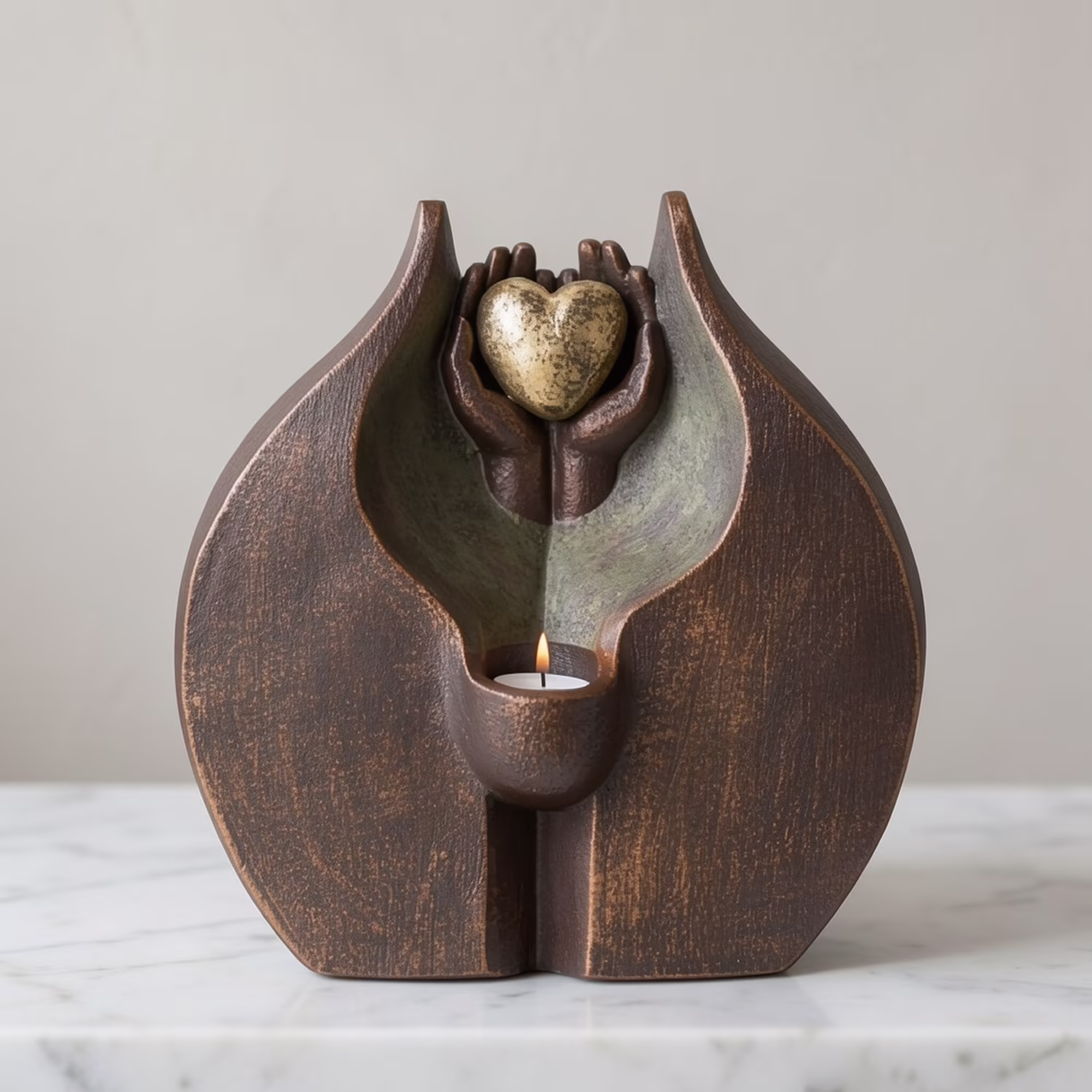 Heart in Hands Double Urn