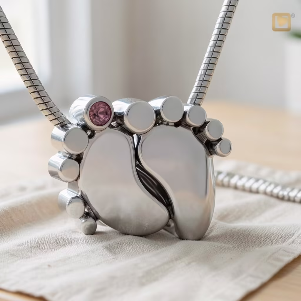 pink Little Toes Memorial Necklace