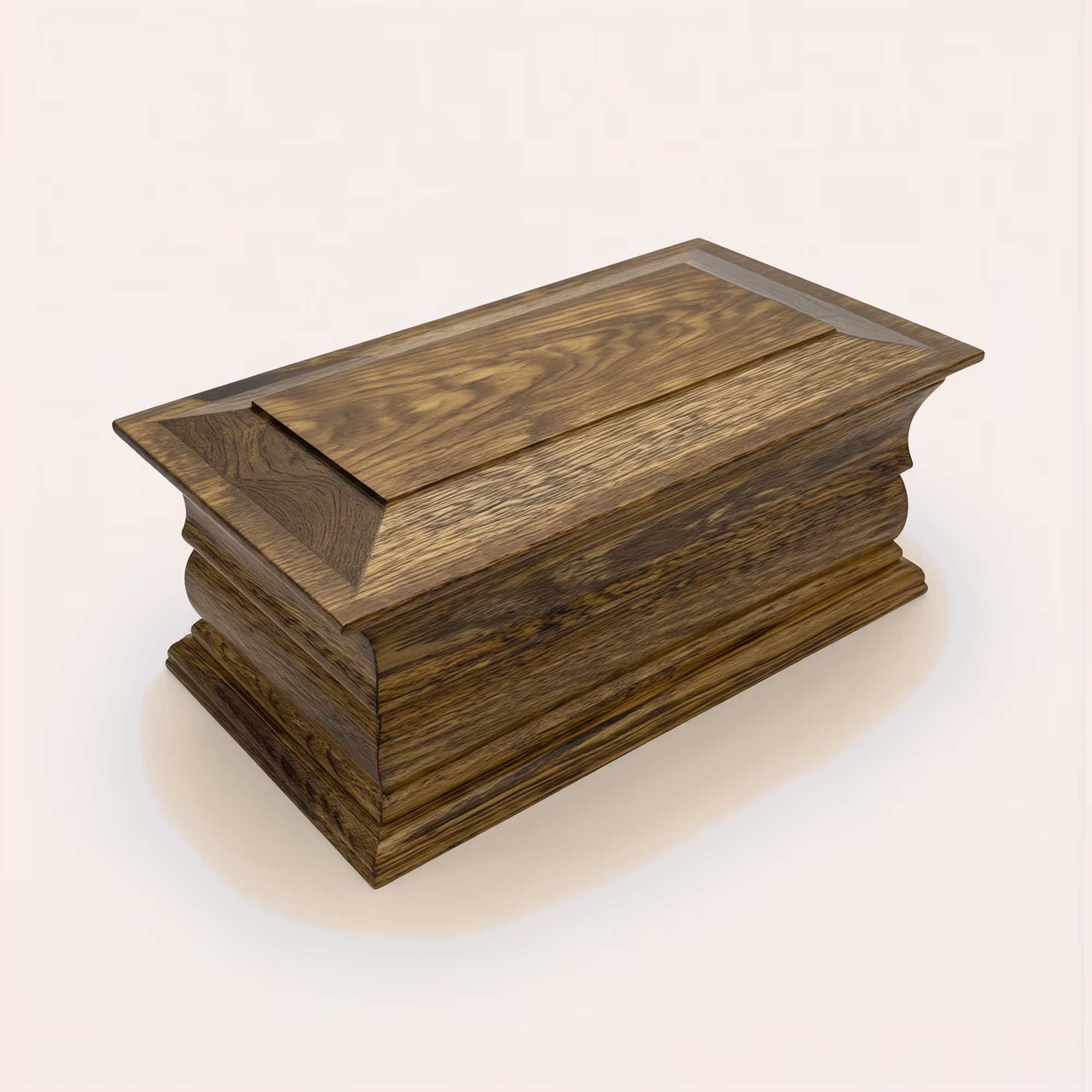 stained oak casket for ashes