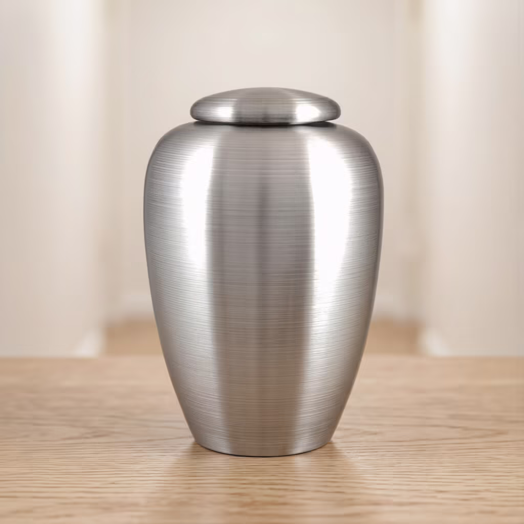 pewter silver urn