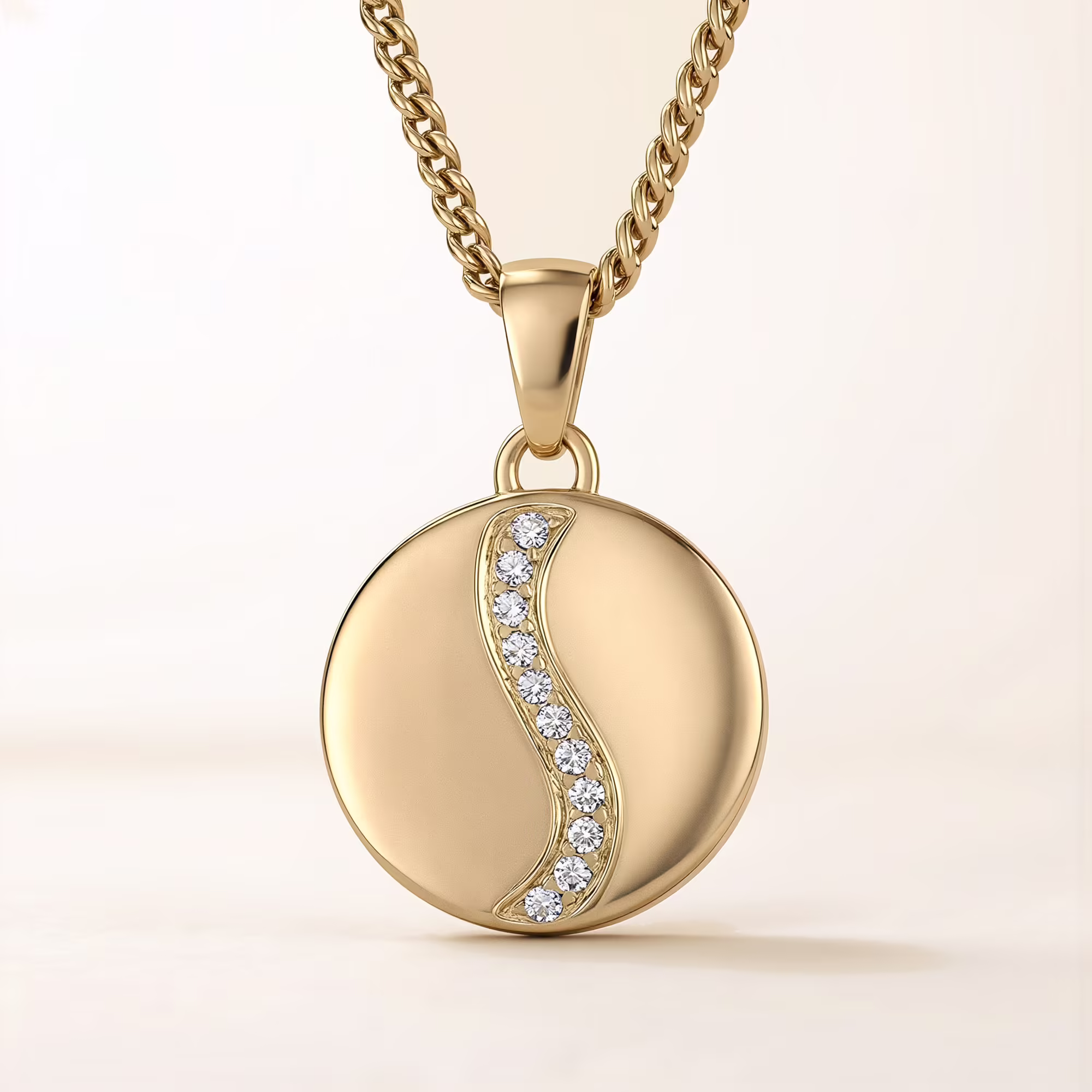 gold Running River Cremation Necklace
