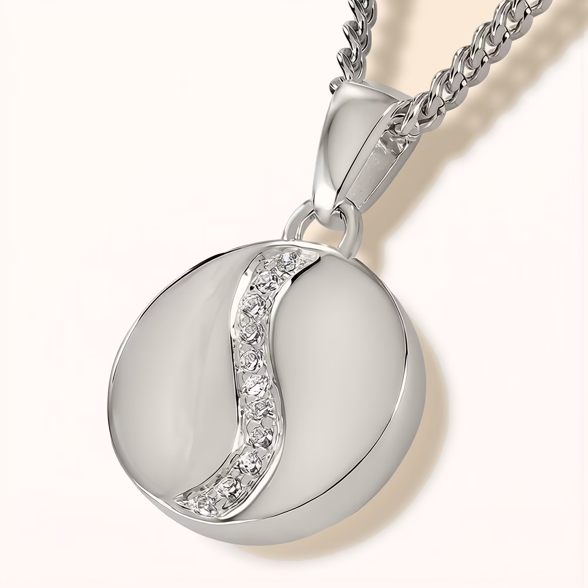 silver Running River Cremation Necklace