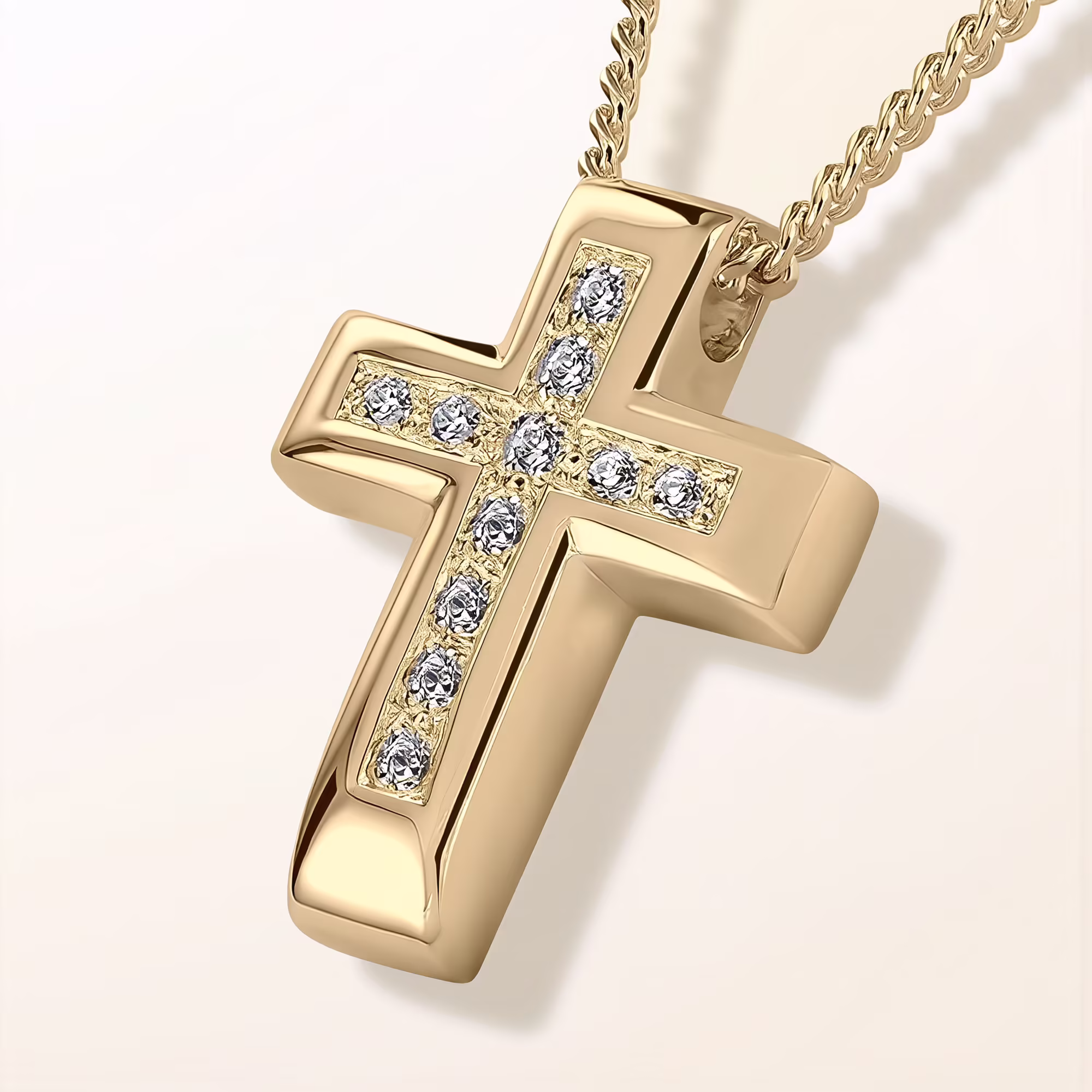 gold Shining Cross Cremation Necklace