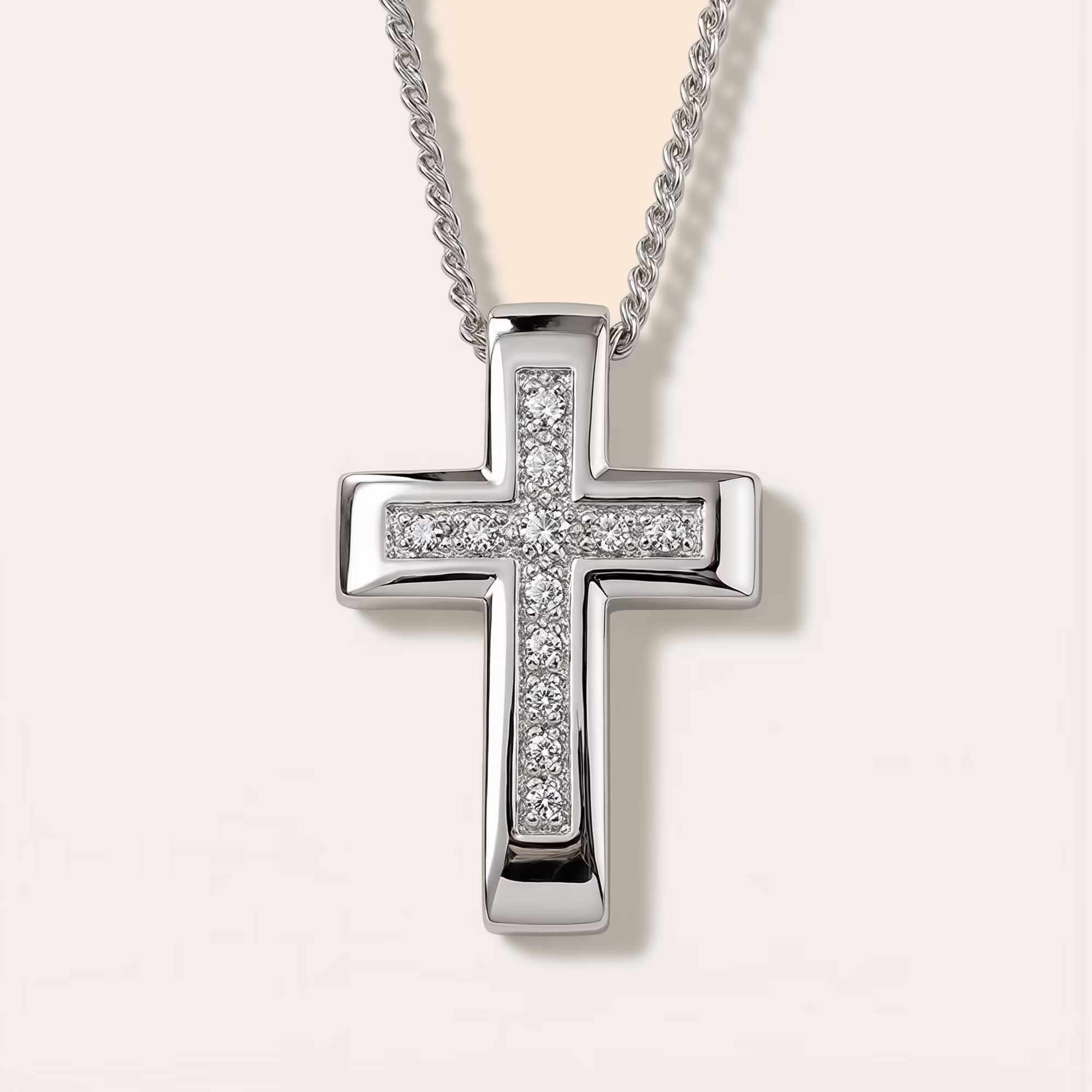 silver Shining Cross Cremation Necklace