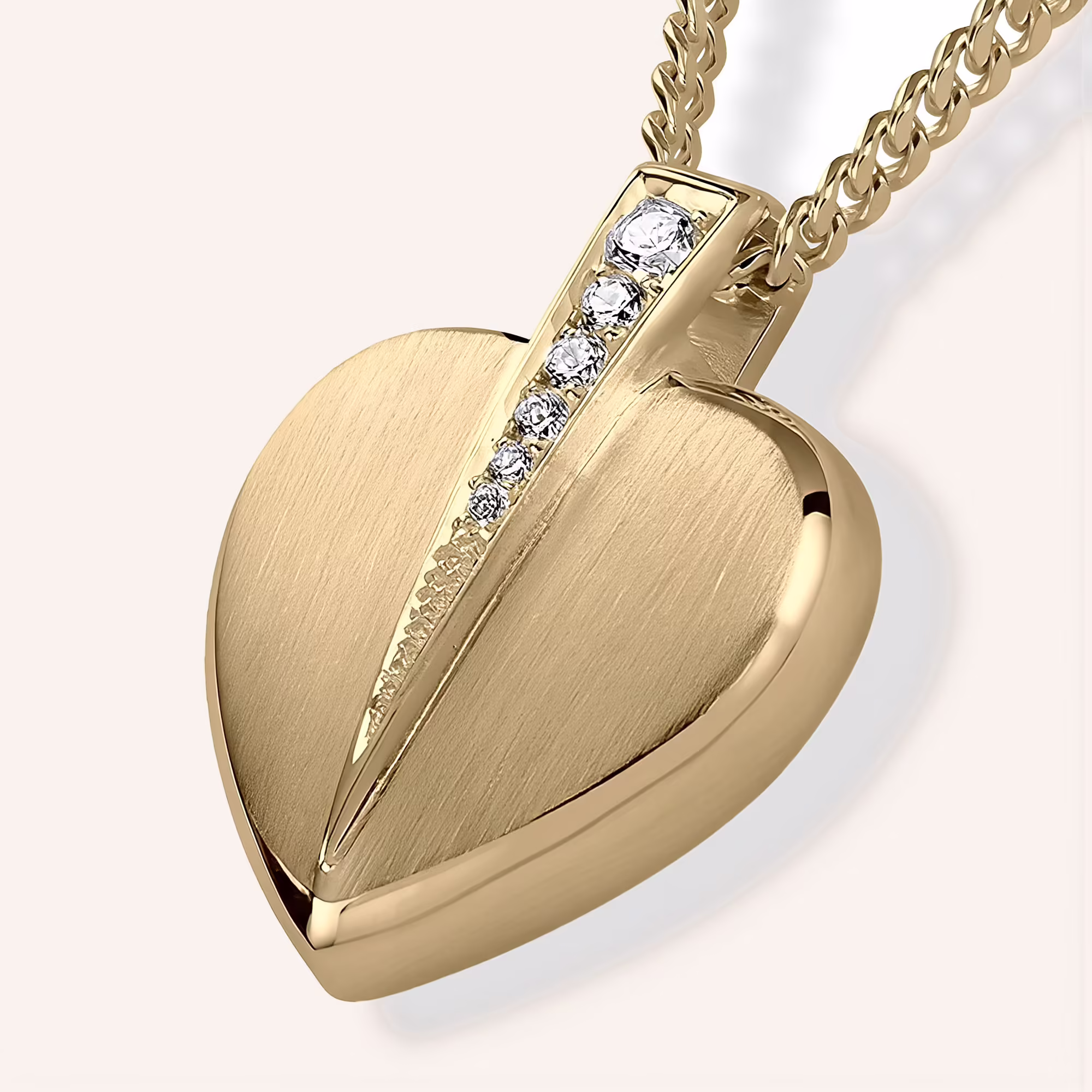 gold Shining Heart Cremation Necklace