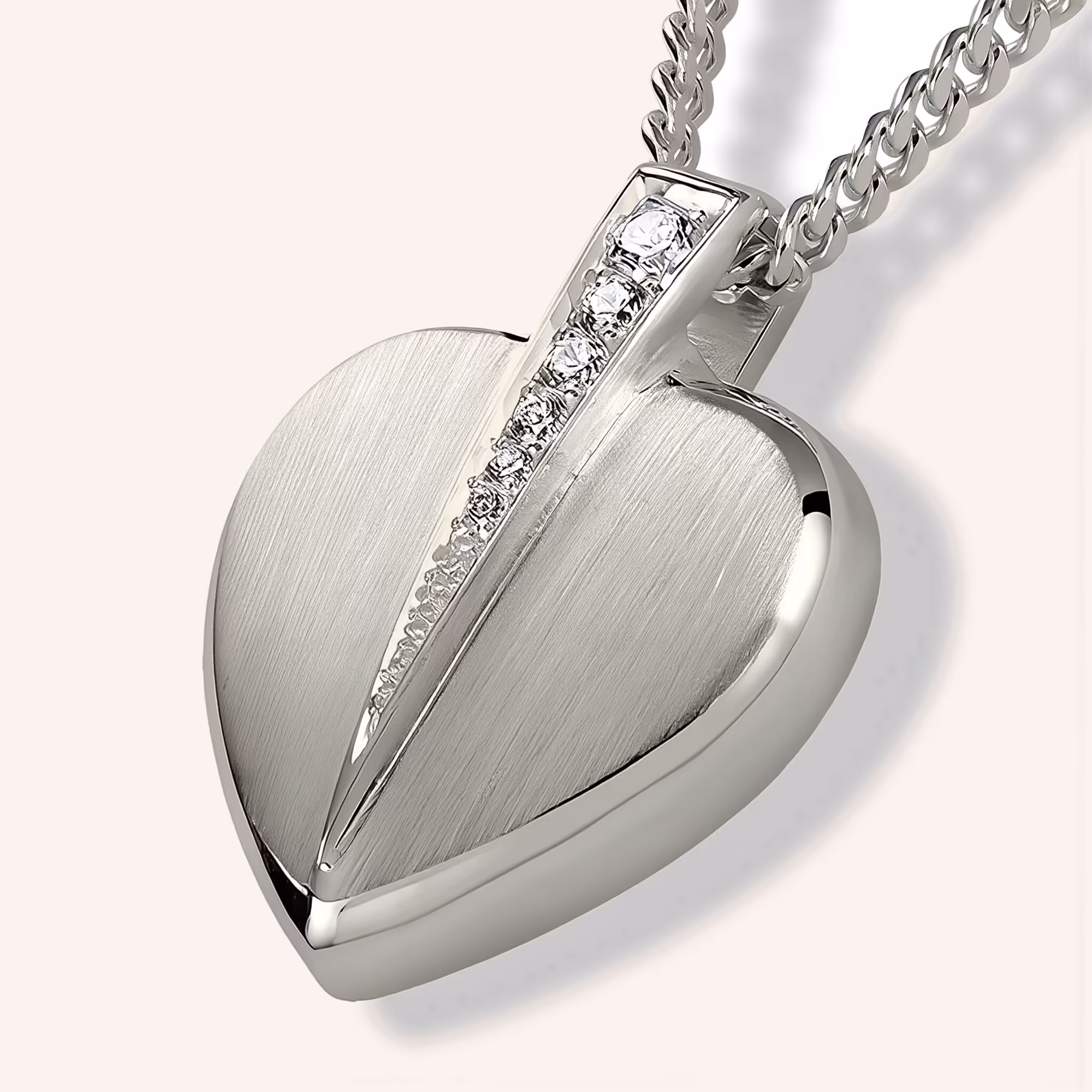 silver Shining Heart Cremation Necklace