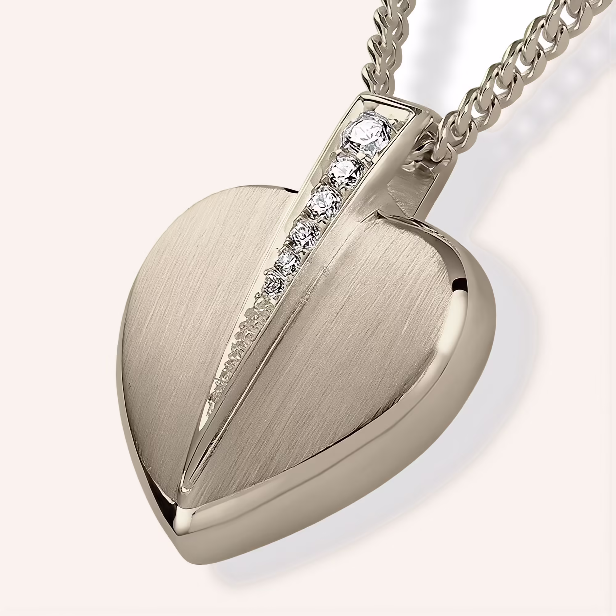 white gold Shining Heart Cremation Necklace