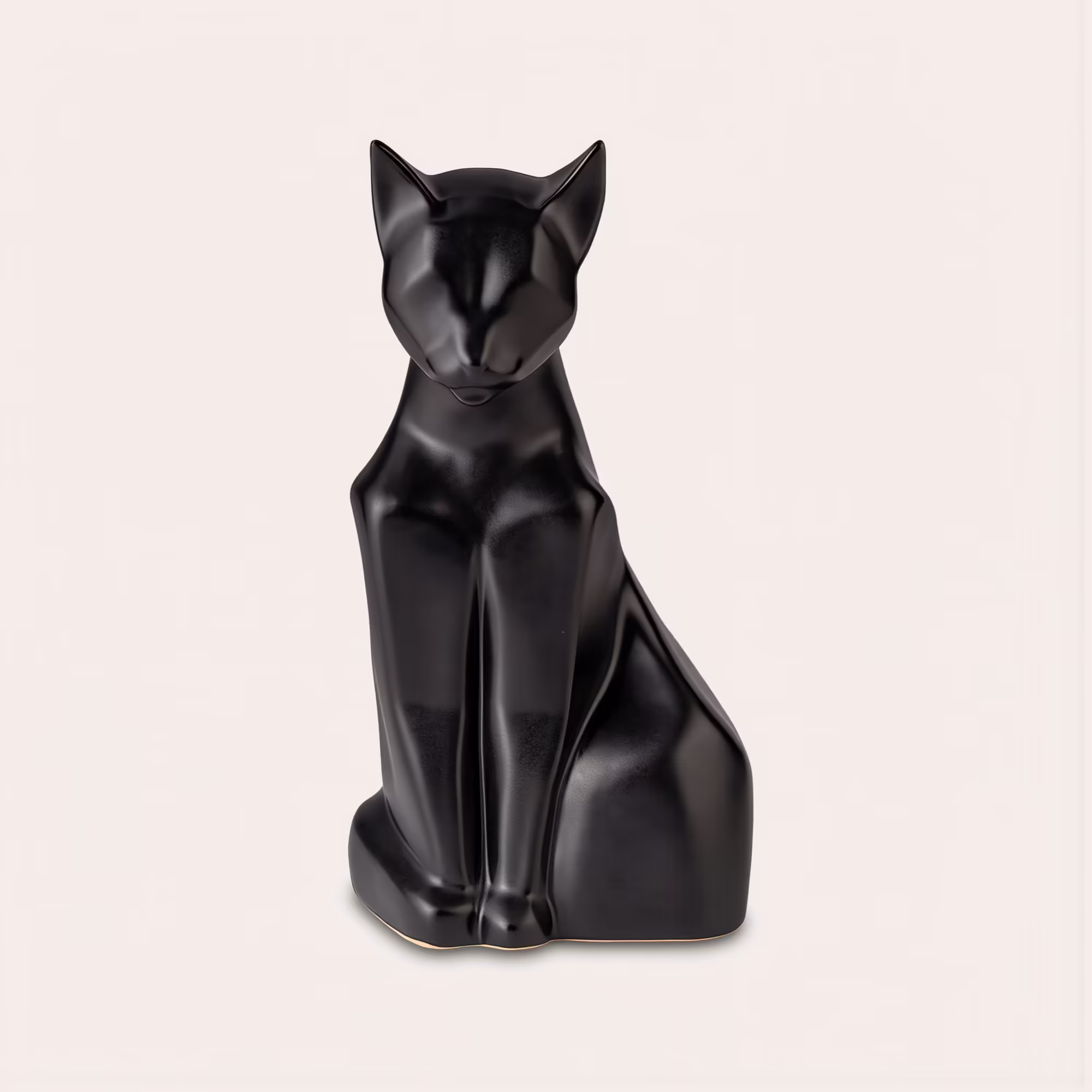 sitting cat urn black