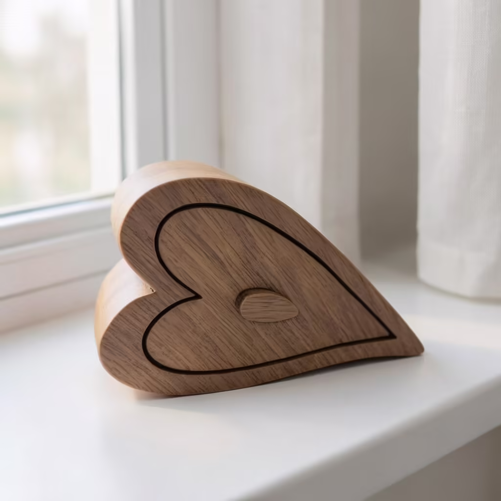 small wooden heart keepsake urn