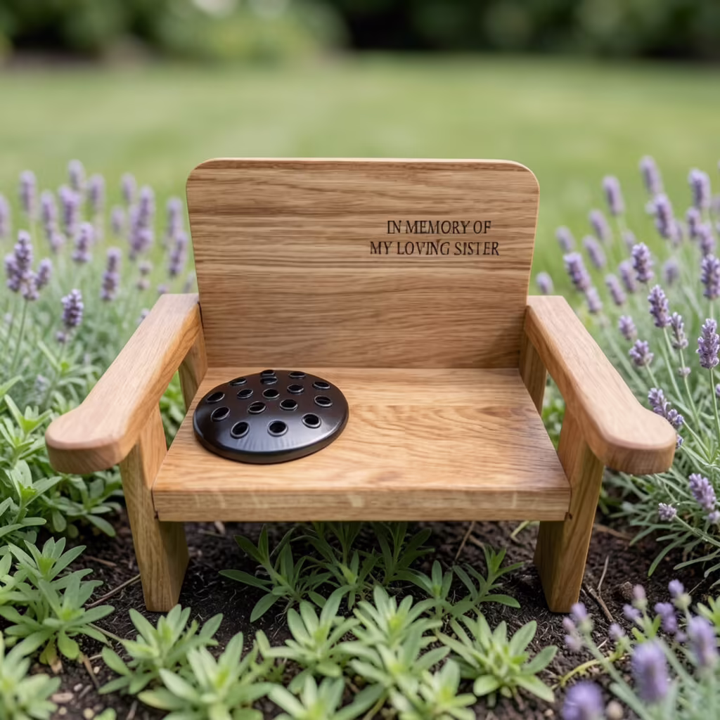 engraved memorial oak bench planter