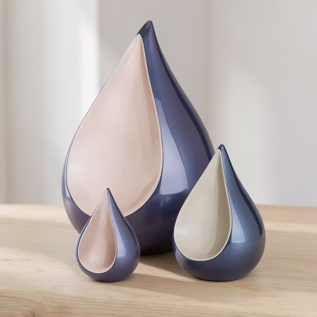teardrop shaped urns blue