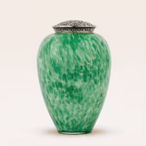 large glass urn for ashes