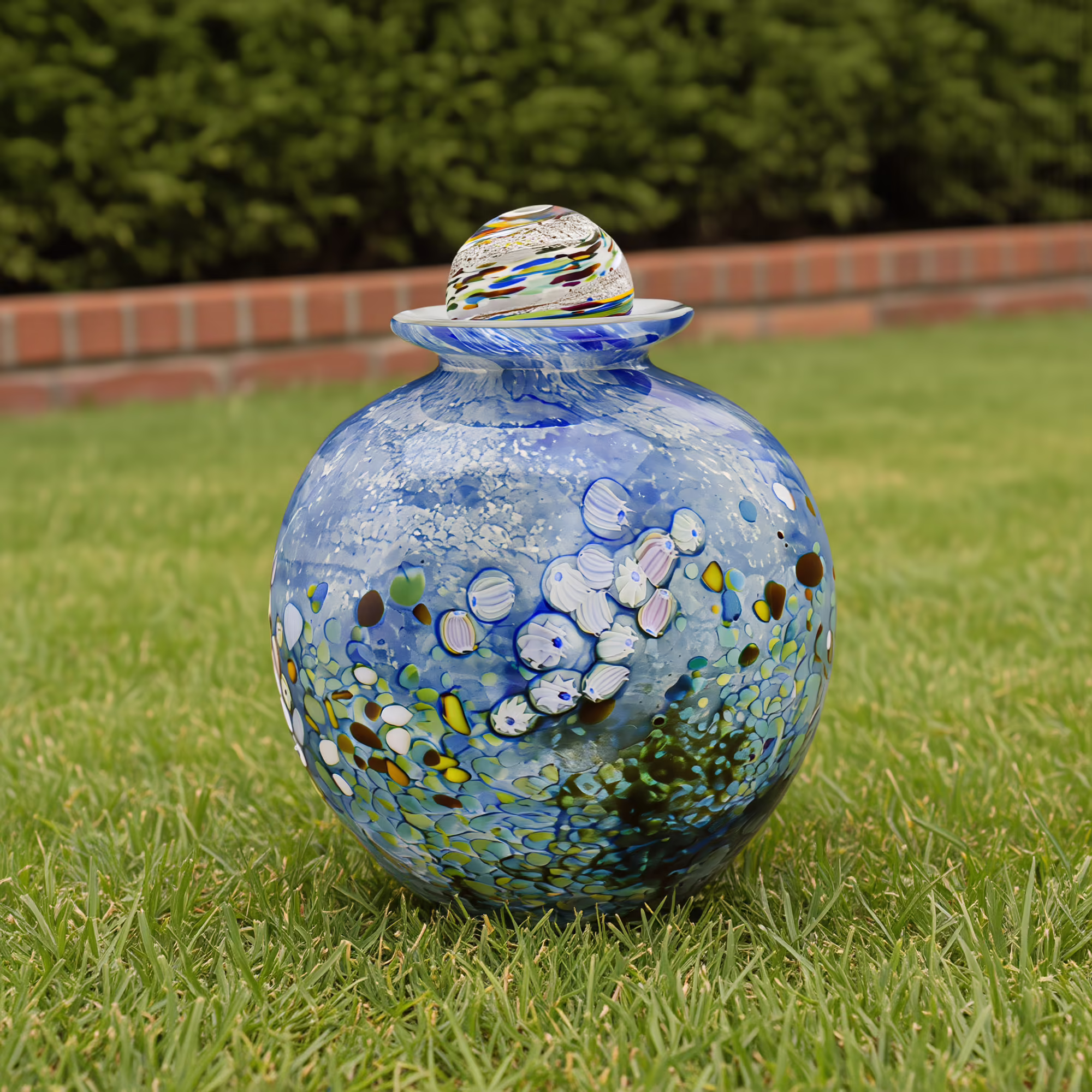 flower colourful glass urn for ashes