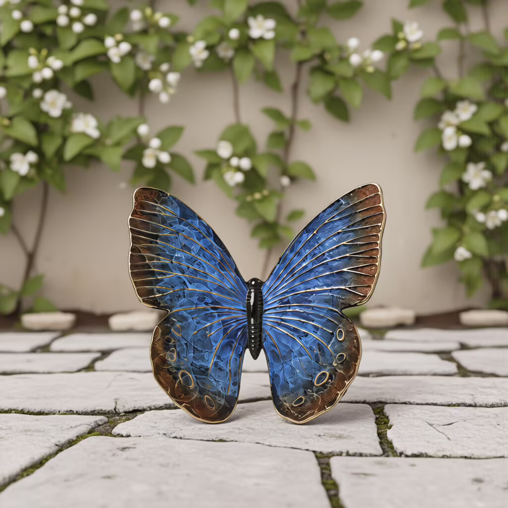 small butterfly urn for ashes - blue