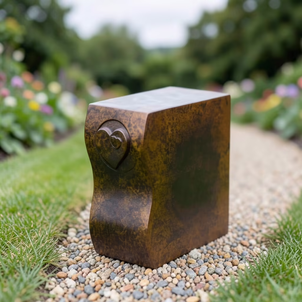 bronze companion urn for 2 heart up