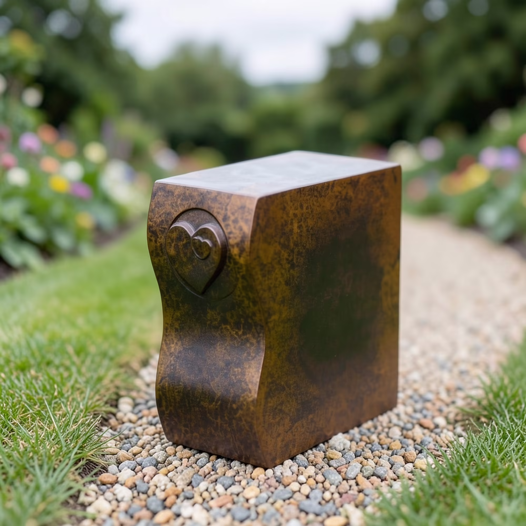 bronze companion urn for 2 heart up