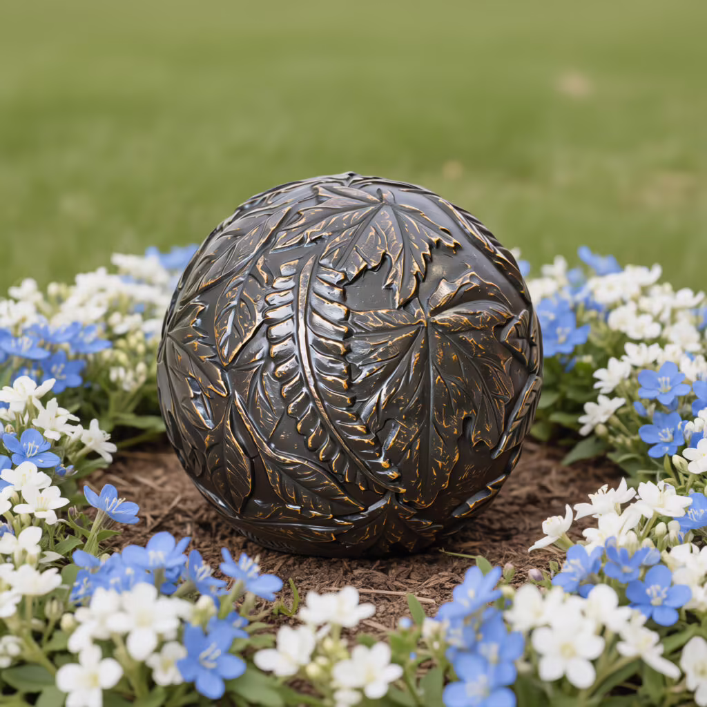 bronze sphere forest urn