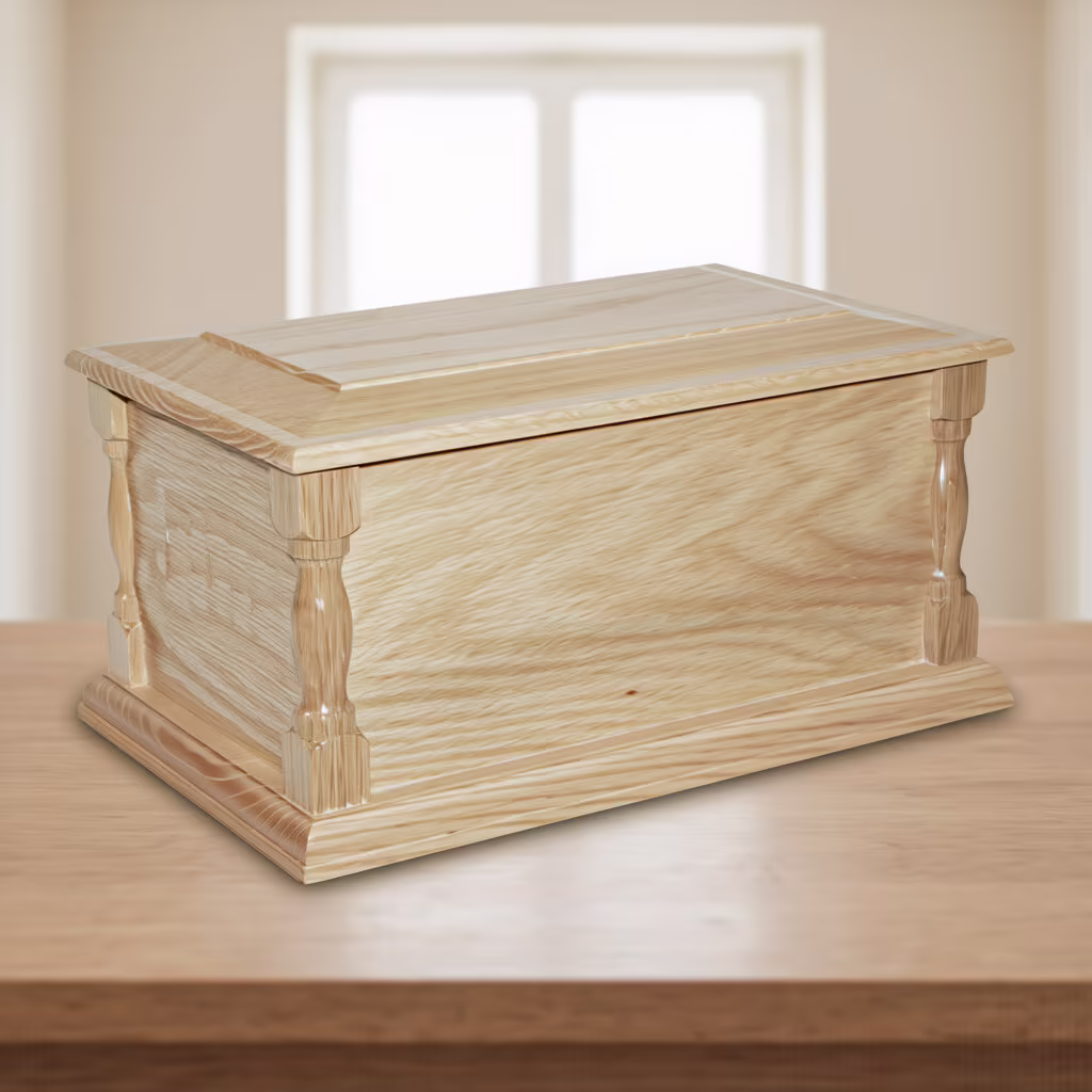 Carved Pillars Wooden Urn