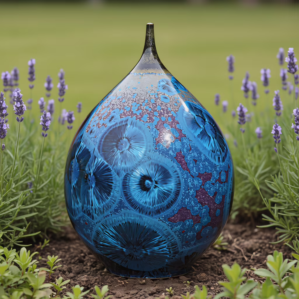 blue teardrop urn